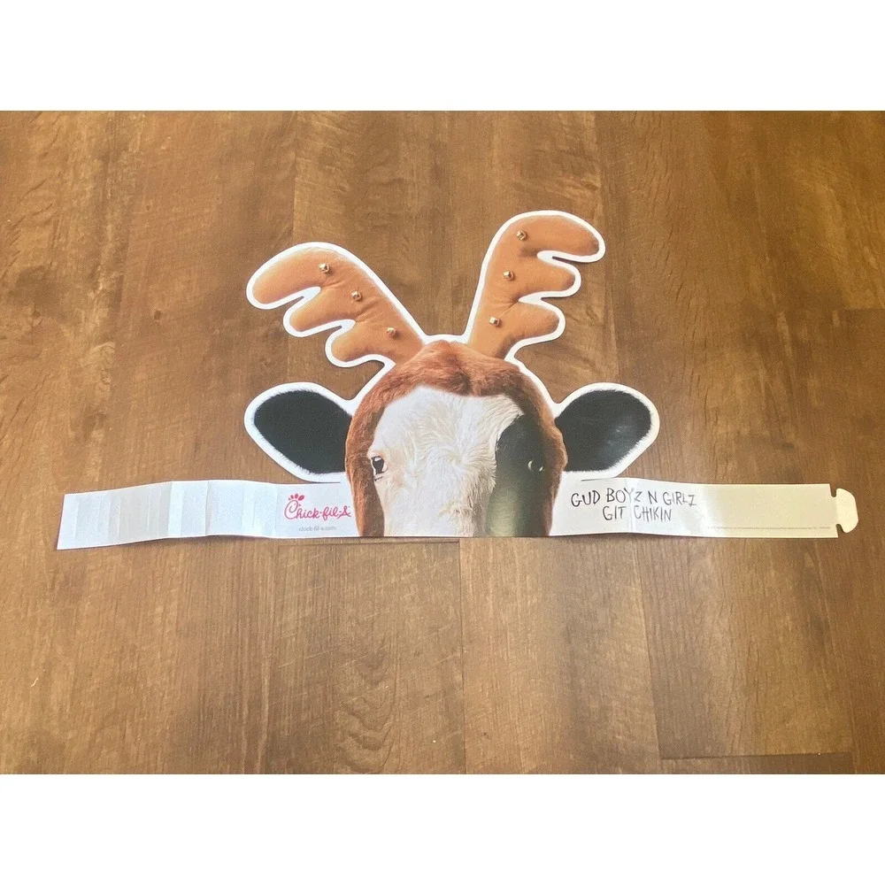 CHICK-FIL-A Chick Fila Lot Of 7 CHRISTMAS COW Reindeer‎ Paper Adjustable Hats